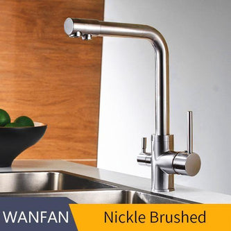 Kitchen Faucets Deck Mounted Mixer Tap 360 Degree Rotation With Water Purification Features Crane For - Nickle Brushed / China