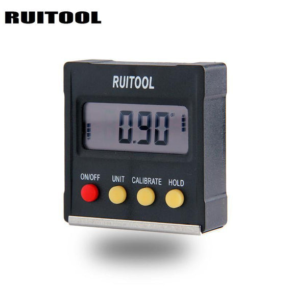 Ruitool 360 Degree Mini Digital Protractor Inclinometer Electronic Level Box Magnetic Base Measuring Tools